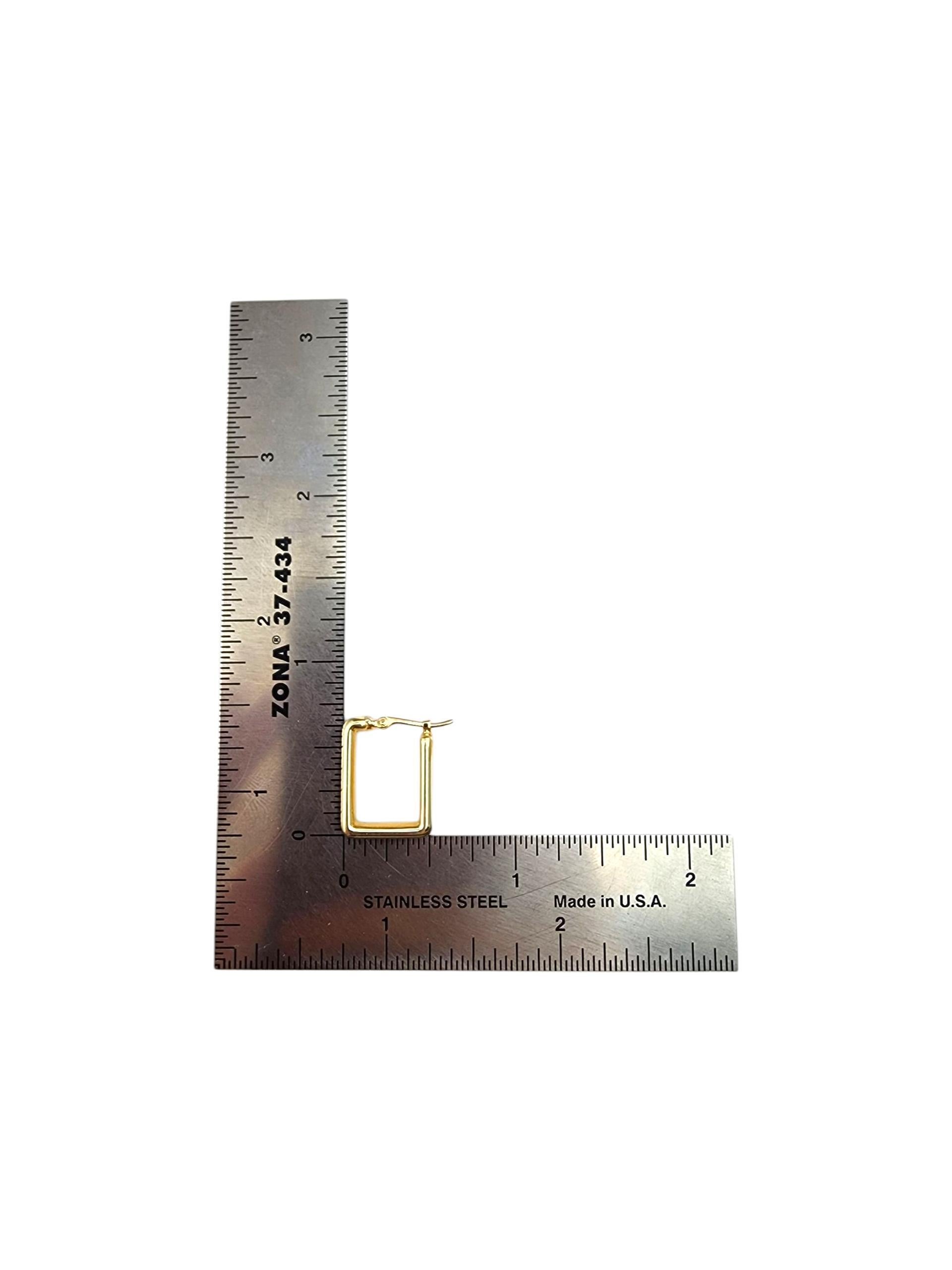 Pendientes de aro rectangulares de oro amarillo de 14 quilates #21954 en venta 3