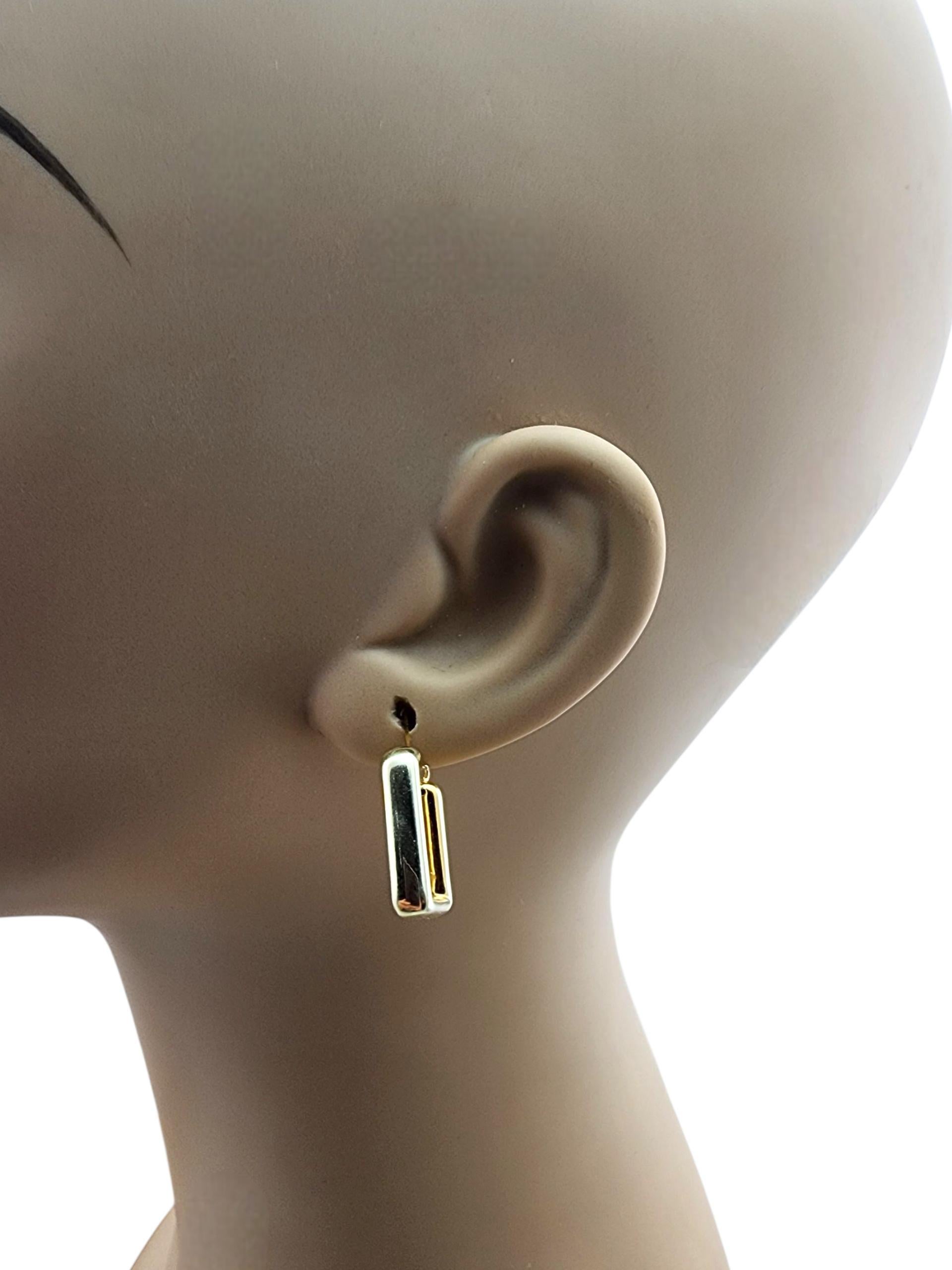 Pendientes de aro rectangulares de oro amarillo de 14 quilates #21954 en venta 4