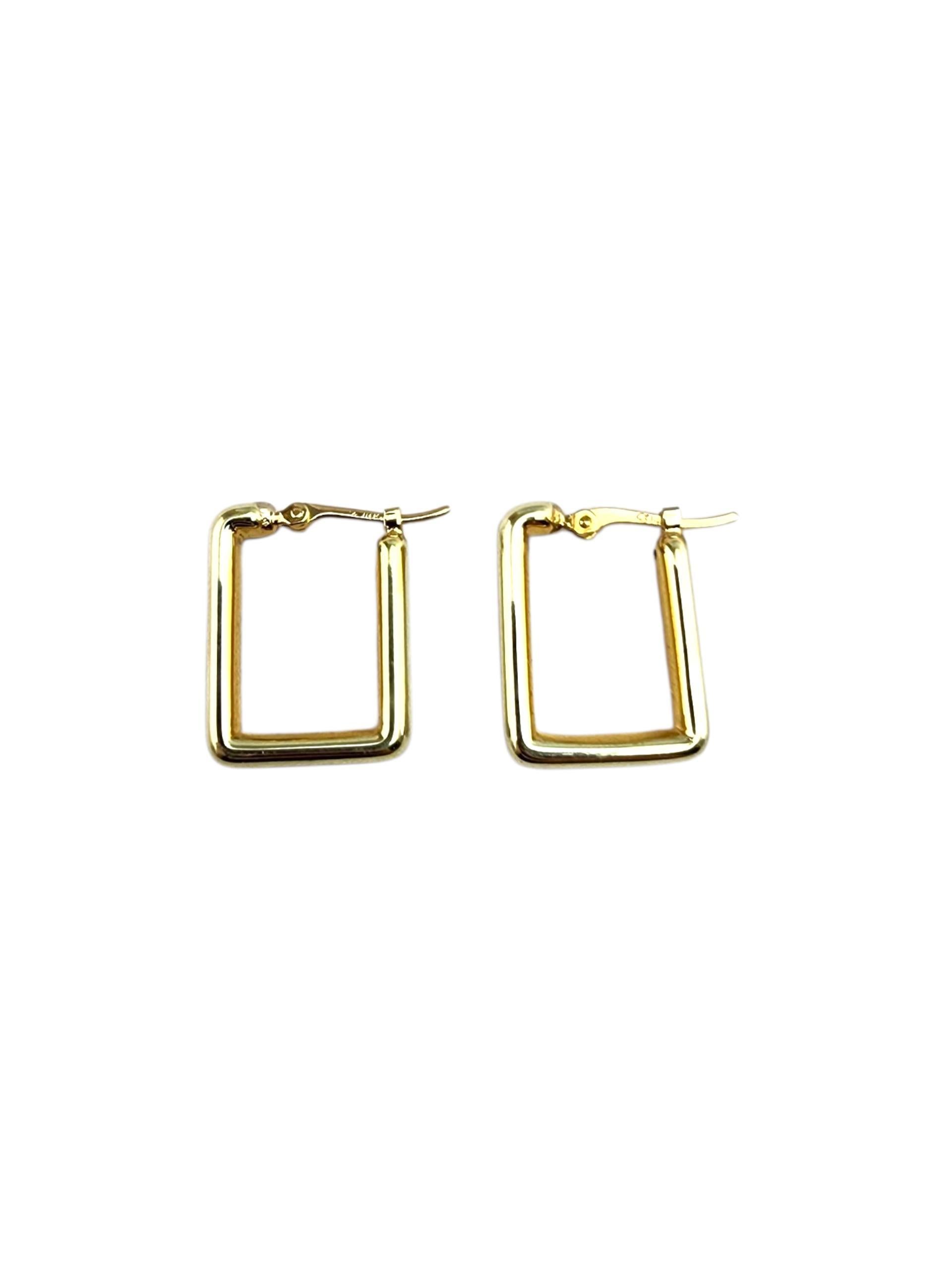 Pendientes de aro rectangulares de oro amarillo de 14 quilates #21954