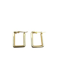 Pendientes de aro rectangulares de oro amarillo de 14 quilates #21954