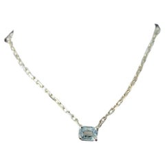 14k Yellow Gold Rectangle Turquoise Sapphire Necklace