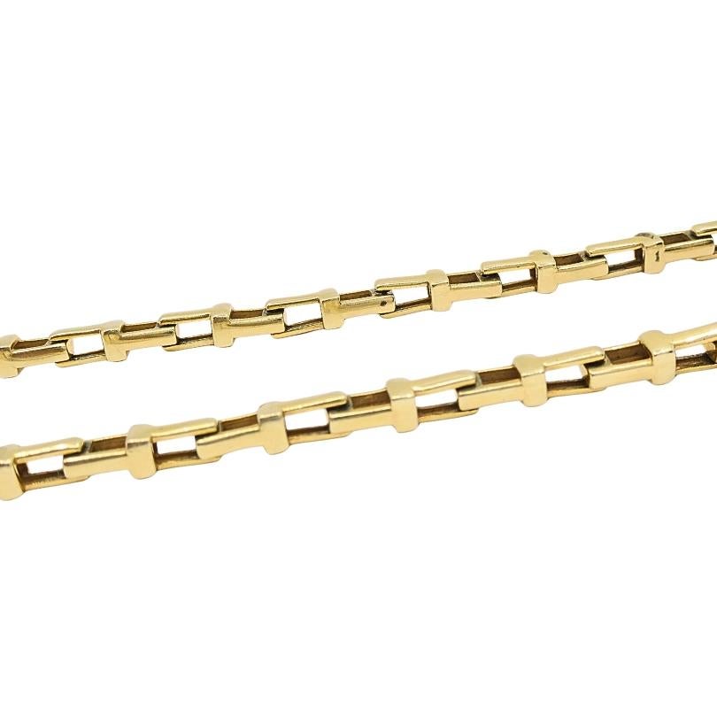 Uomo 14k Yellow Gold Rectangular Bar Link Chain Necklace in vendita