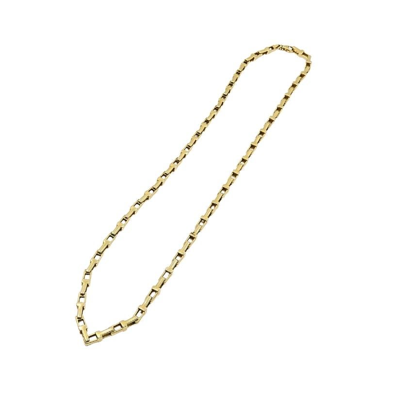 14k Yellow Gold Rectangular Bar Link Chain Necklace in vendita 1
