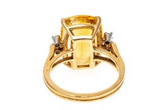 14k Yellow Gold Rectangular Cushion Citrine and Diamond Ring