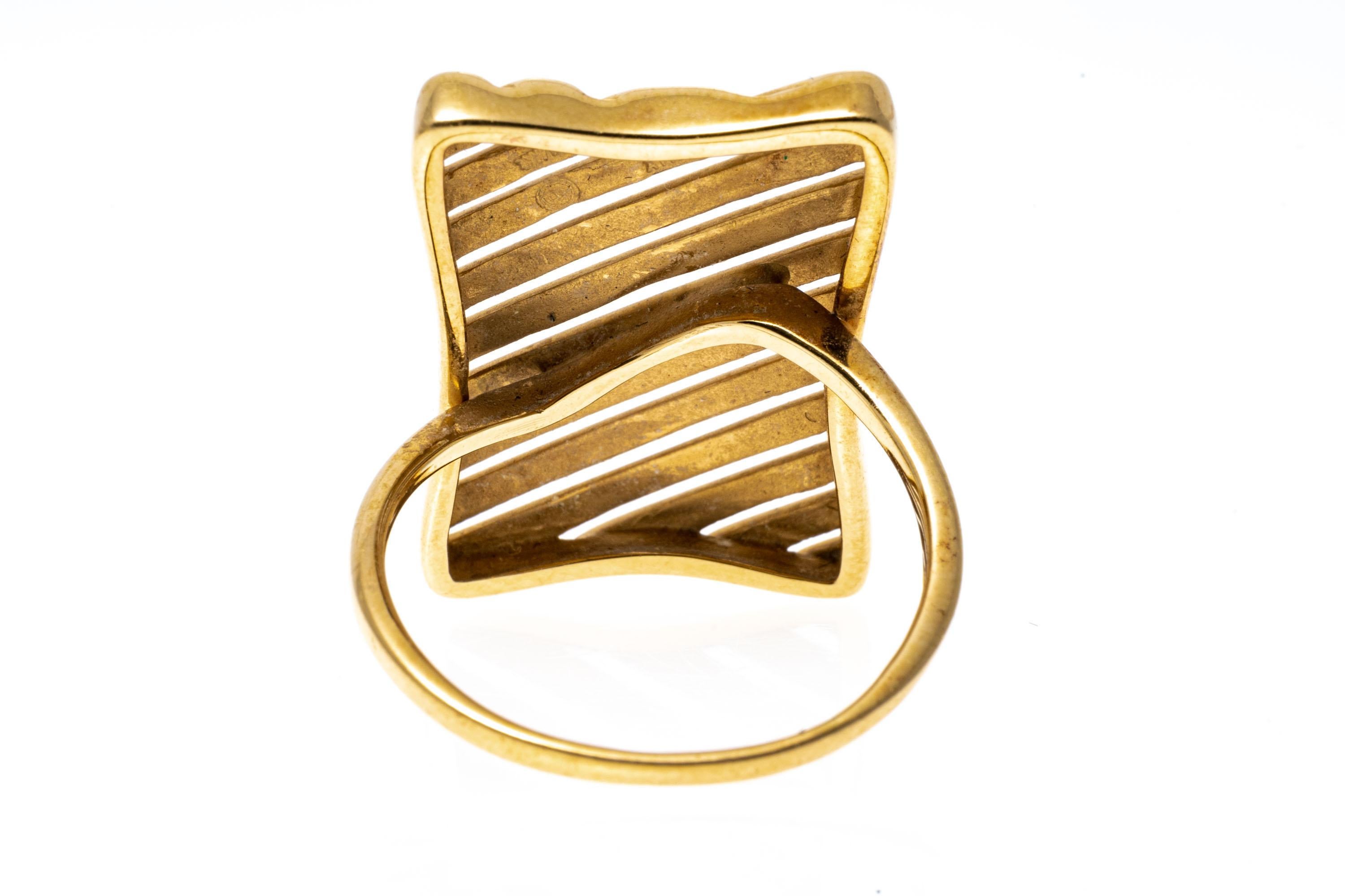 14k Yellow Gold Rectangular Slatted Style Ring For Sale 1