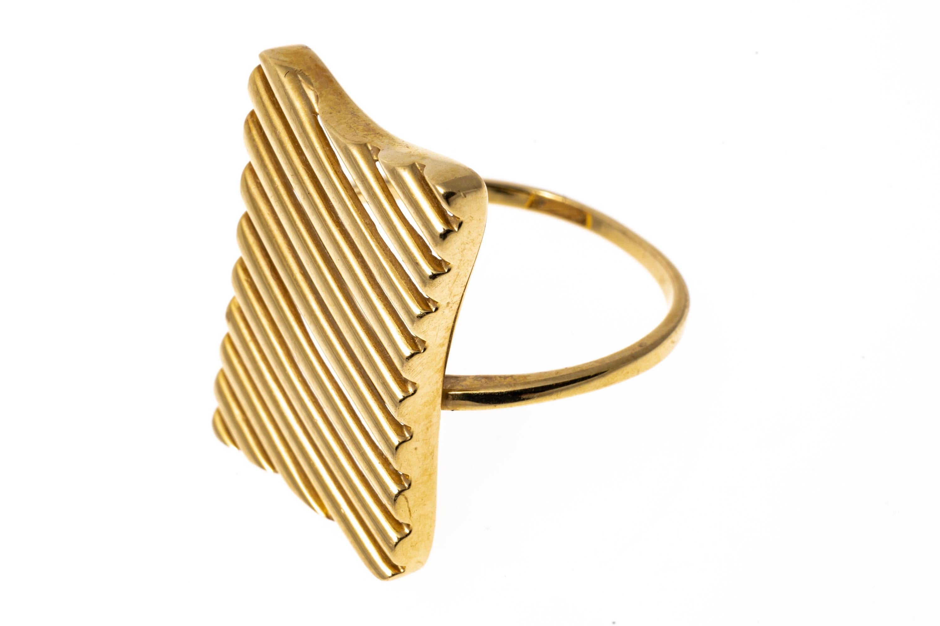 14k Yellow Gold Rectangular Slatted Style Ring For Sale 3