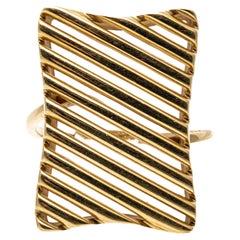 14k Yellow Gold Rectangular Slatted Style Ring