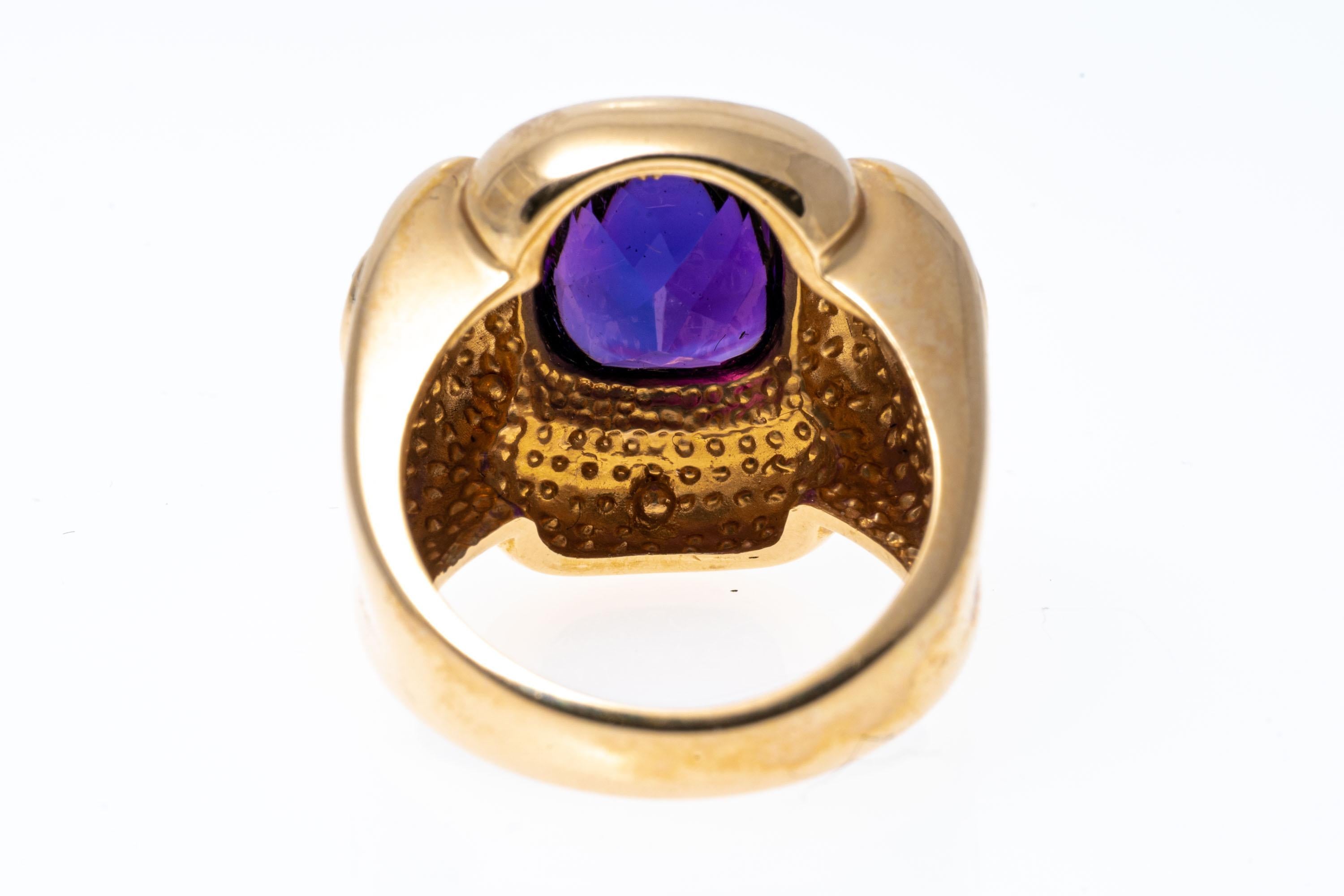 14k Yellow Gold Rectangular Sugarloaf Amethyst and Citrine Modern Ring For Sale 3