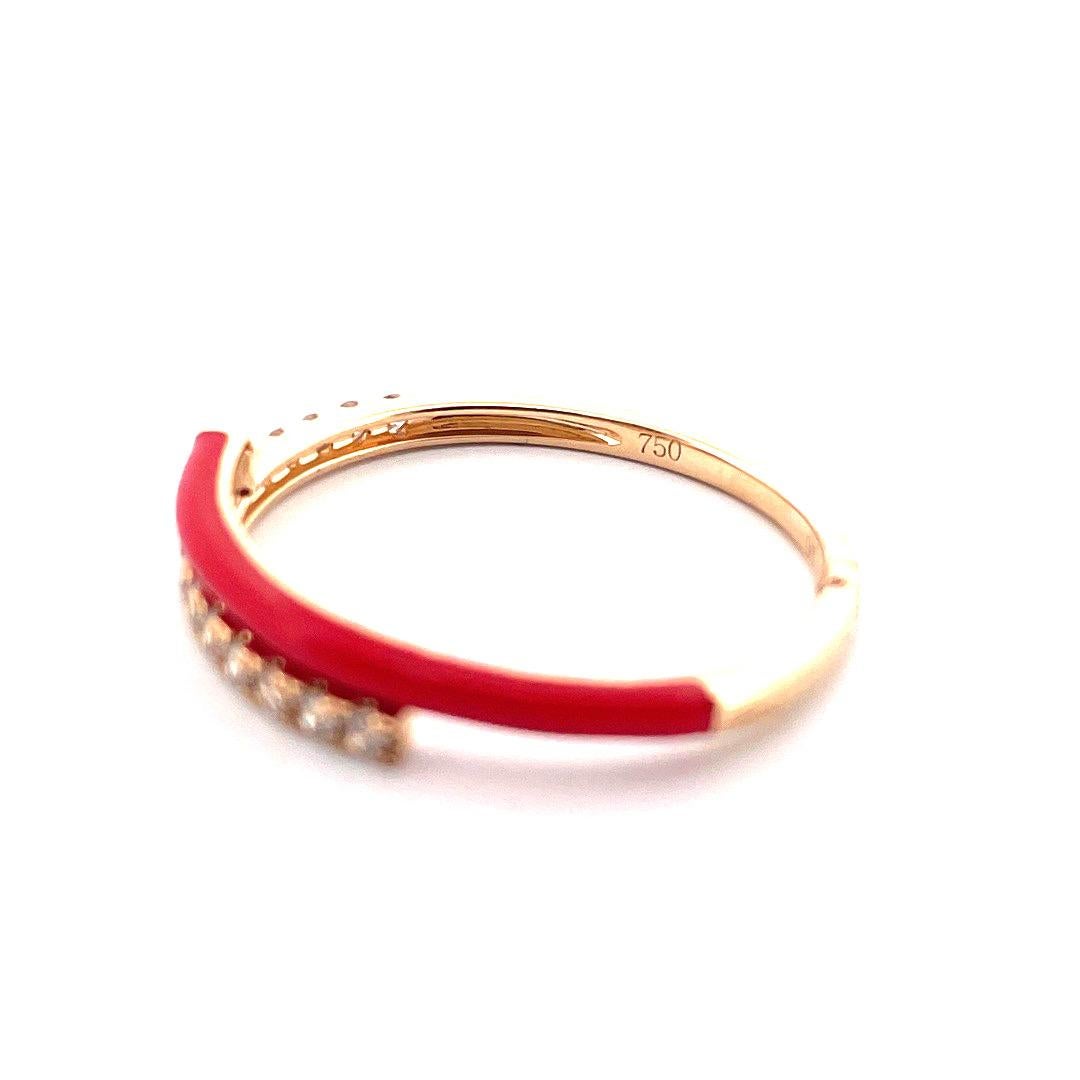 14K Yellow Gold Red Enamel Diamond Ring

This exquisite ring is crafted from 14K yellow gold and features a vibrant red enamel finish. The ring is further enhanced by 0.18CTs diamonds, adding a touch of sparkle and luxury. With a weight of just 1.8