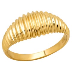 14k Yellow Gold 
Reeded Dome Ring