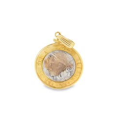 14k Yellow Gold Republica Italiana Coin Pendant