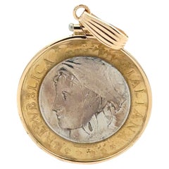 14k Yellow Gold Republica Italiana Coin Pendant