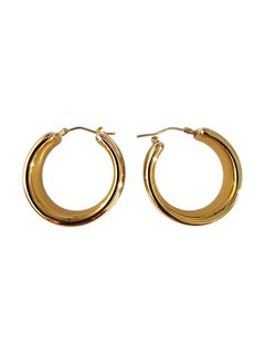 14K Yellow Gold Resin Filled Wide Hoop Earrings #25530