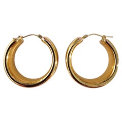 14K Yellow Gold Resin Filled Wide Hoop Earrings #25530