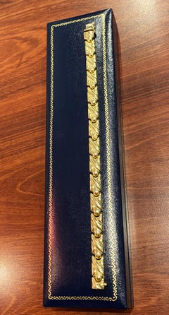 14K Yellow Gold Retro Italian Link Bracelet, 19cm - 7.4". Satin & Bright Finish.