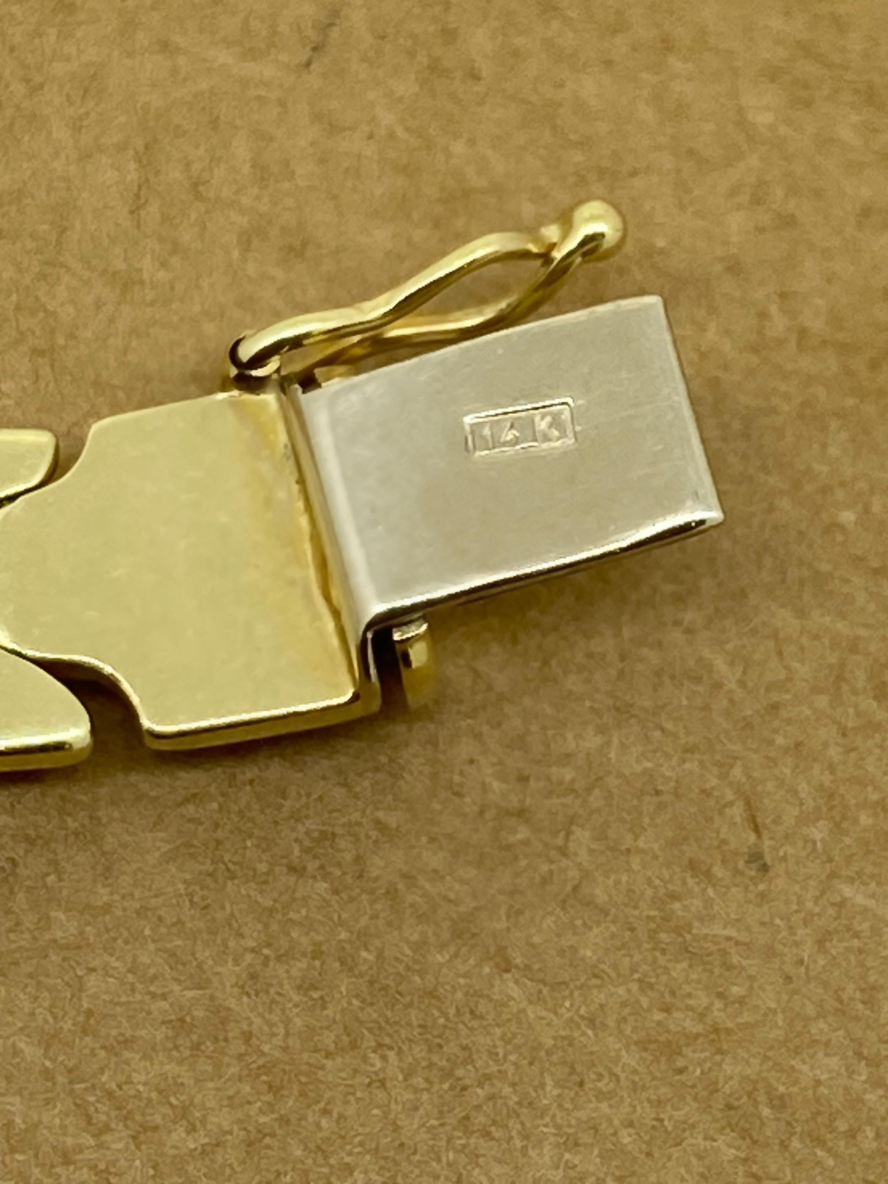 Bracciale italiano a maglie retrò in oro giallo 14K, 19 cm. Finitura satinata e brillante. In condizioni ottime in vendita a MELBOURNE, AU