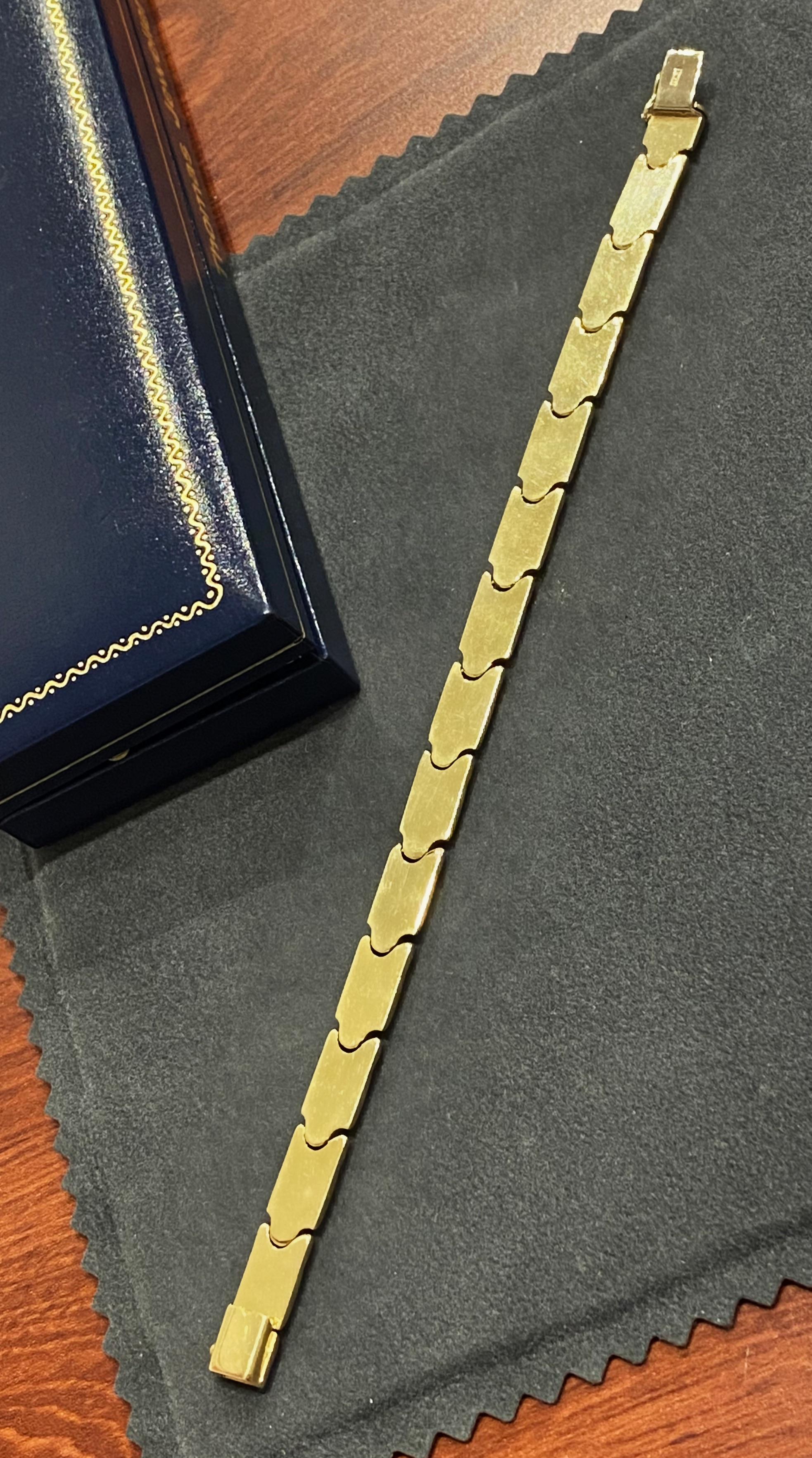 da uomo o donna Bracciale italiano a maglie retrò in oro giallo 14K, 19 cm. Finitura satinata e brillante. in vendita