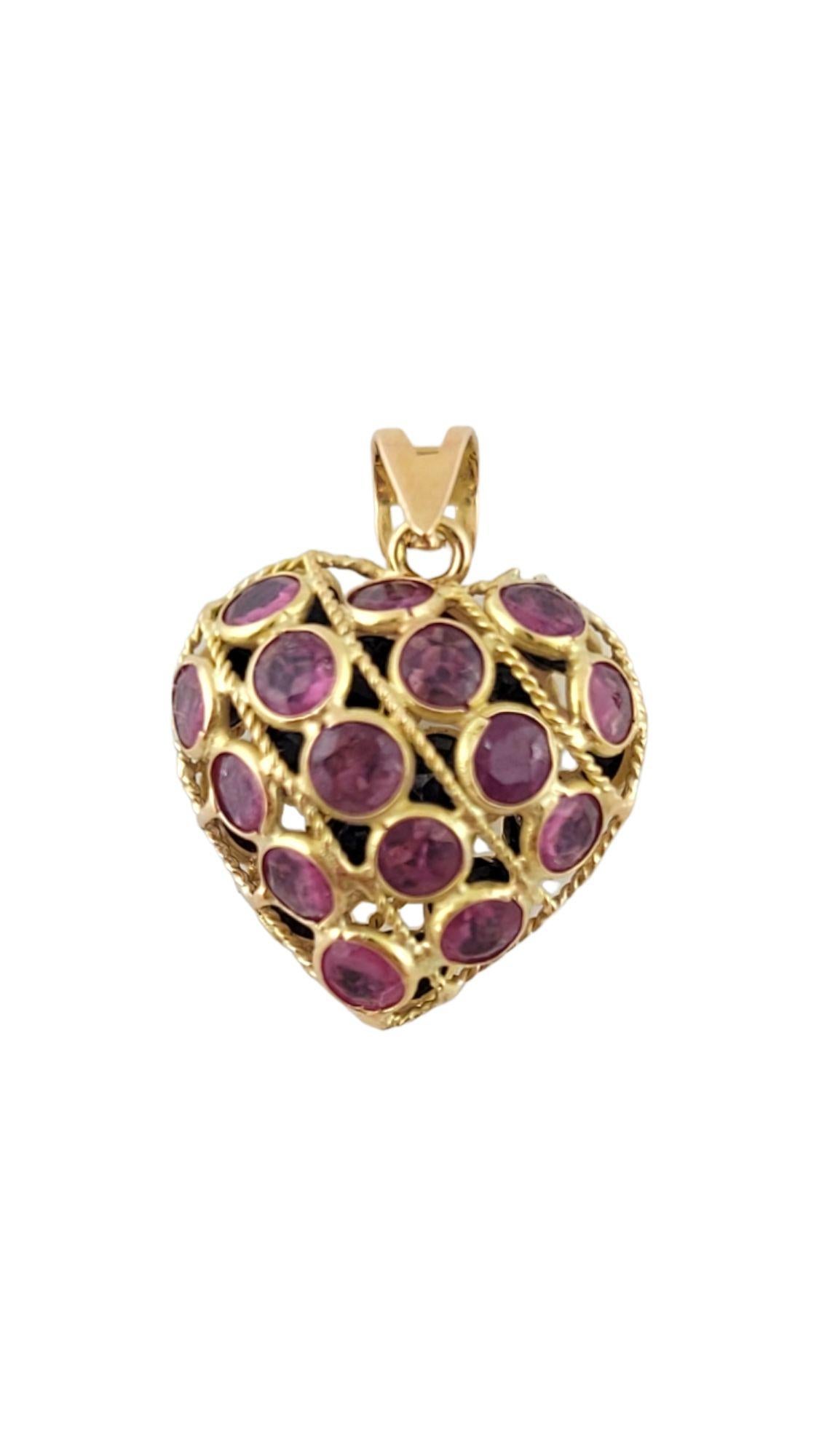 Round Cut 14K Yellow Gold Reversable Natural Sapphire/Ruby Heart Charm #14616