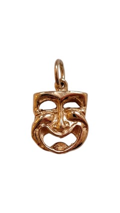 14K Yellow Gold Reversible Comedy & Tragedy Drama Charm #20542