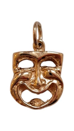 Breloque réversible Comédie et Tragédie dramatique en or jaune 14 carats n° 20542