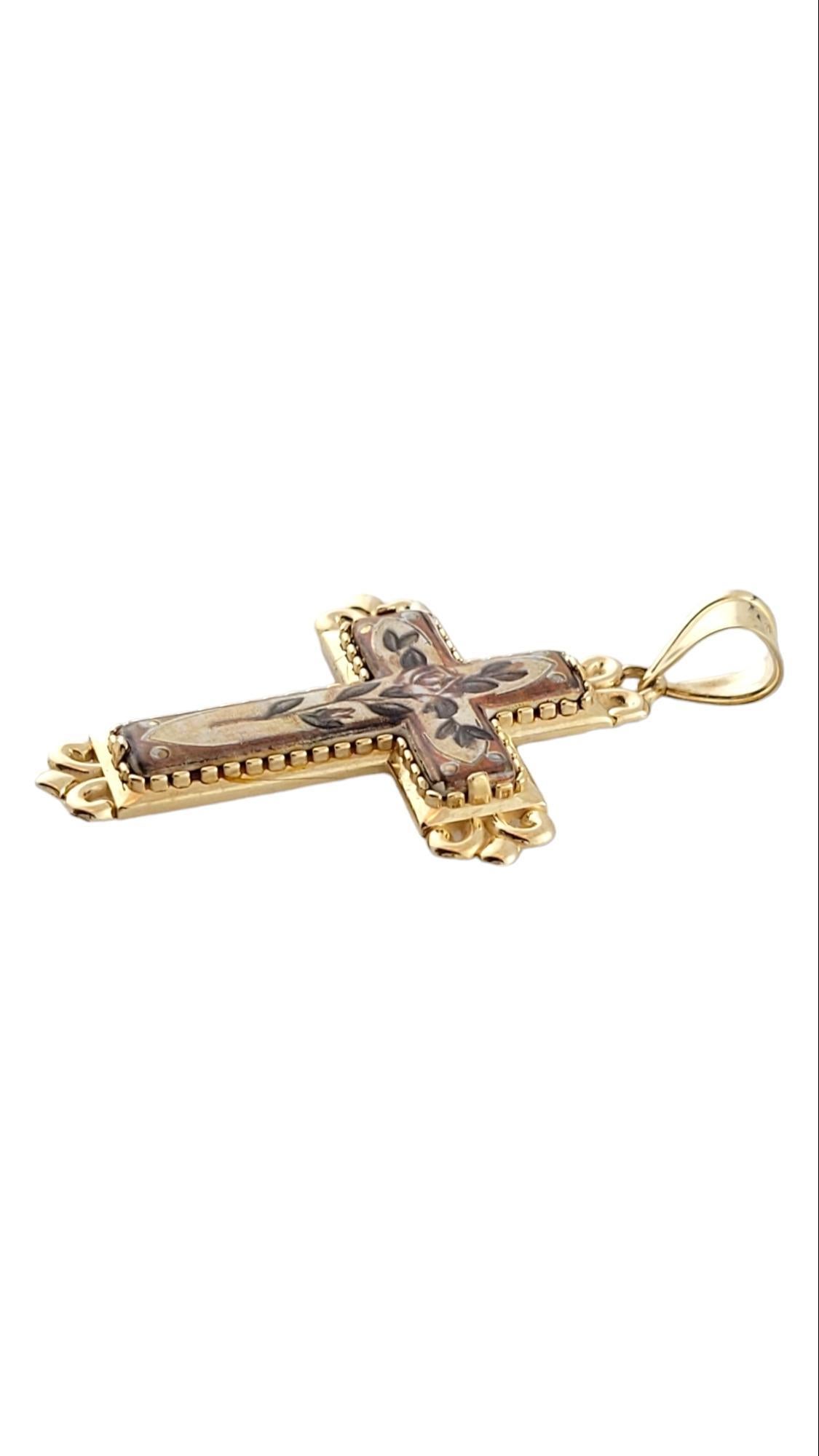 14K Yellow Gold Reversible Cross Pendant #16500 In Good Condition For Sale In Washington Depot, CT