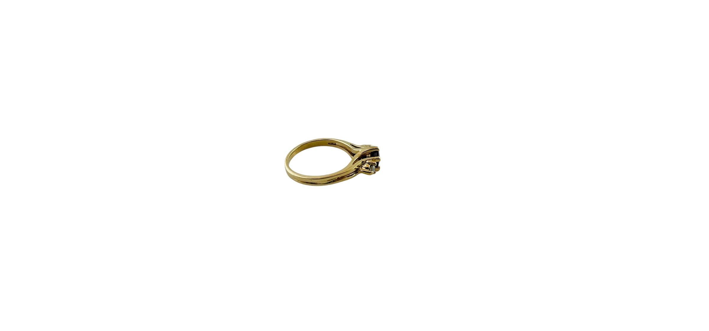 Women's 14K Yellow Gold Rhodolite Garnet and Diamond 3 Stone Ring #15991 For Sale