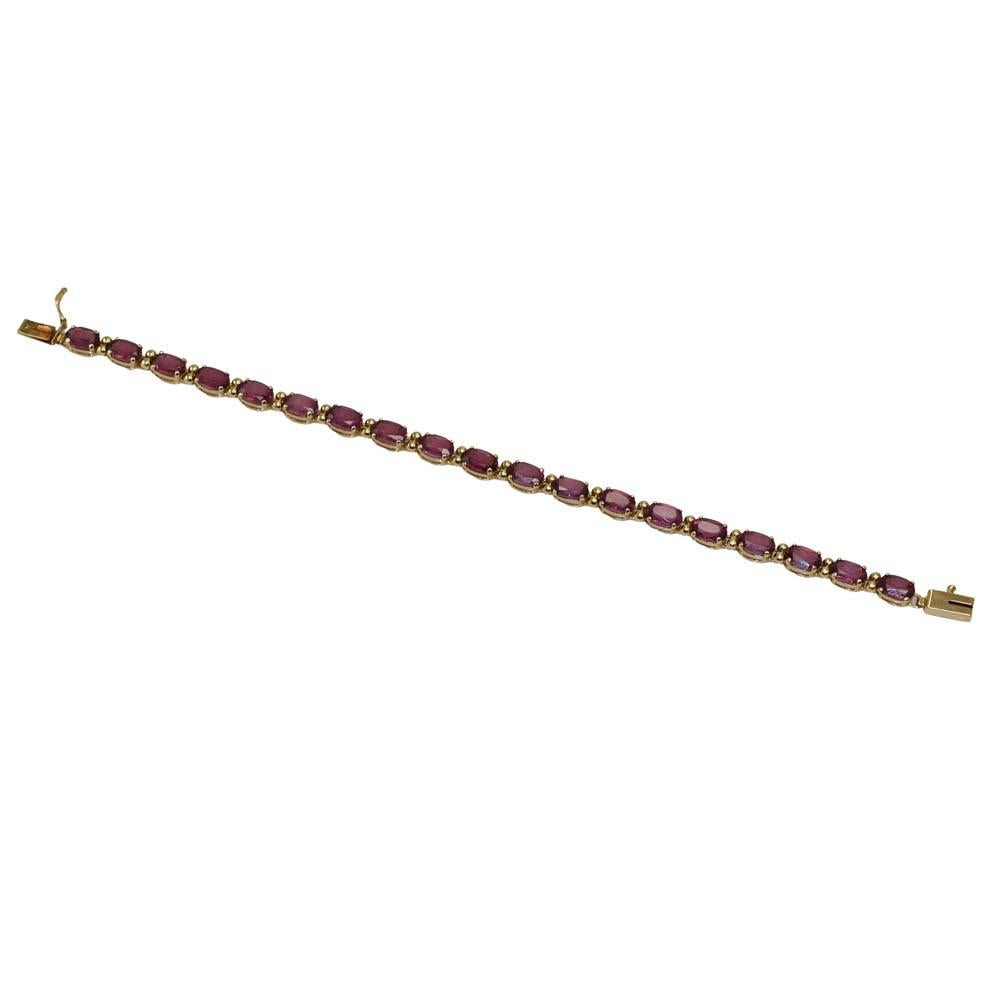 14K Gelbgold Rhodolith-Granat-Armband, 7g für Damen oder Herren