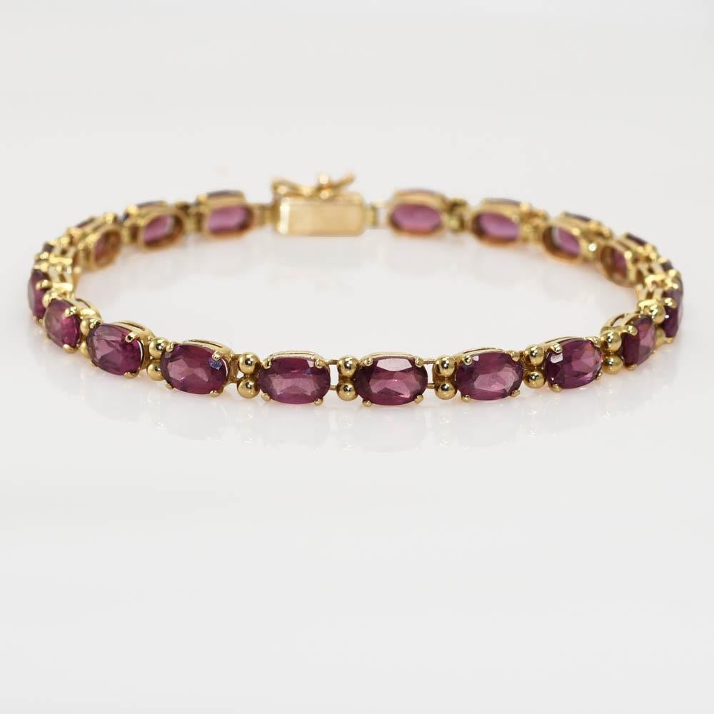 14K Gelbgold Rhodolith-Granat-Armband, 7g 1