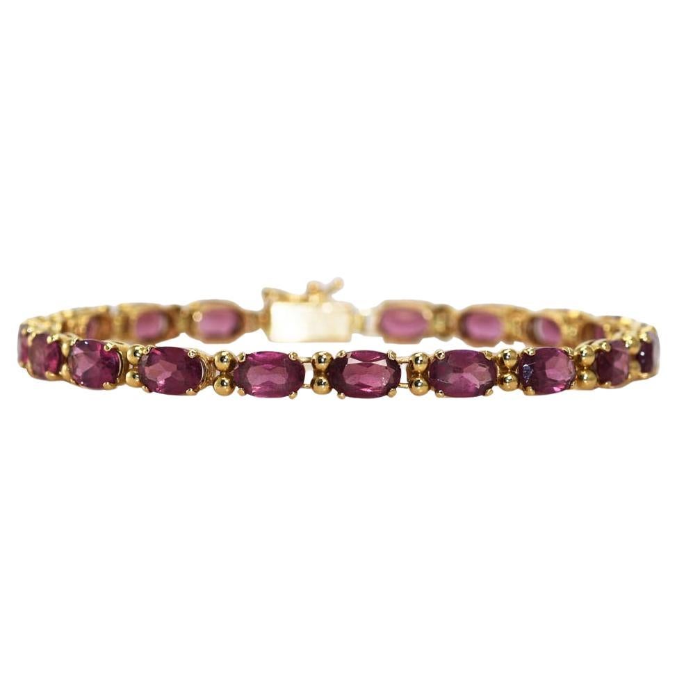 14K Gelbgold Rhodolith-Granat-Armband, 7g