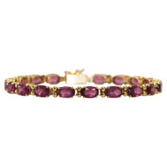14K Gelbgold Rhodolith-Granat-Armband, 7g