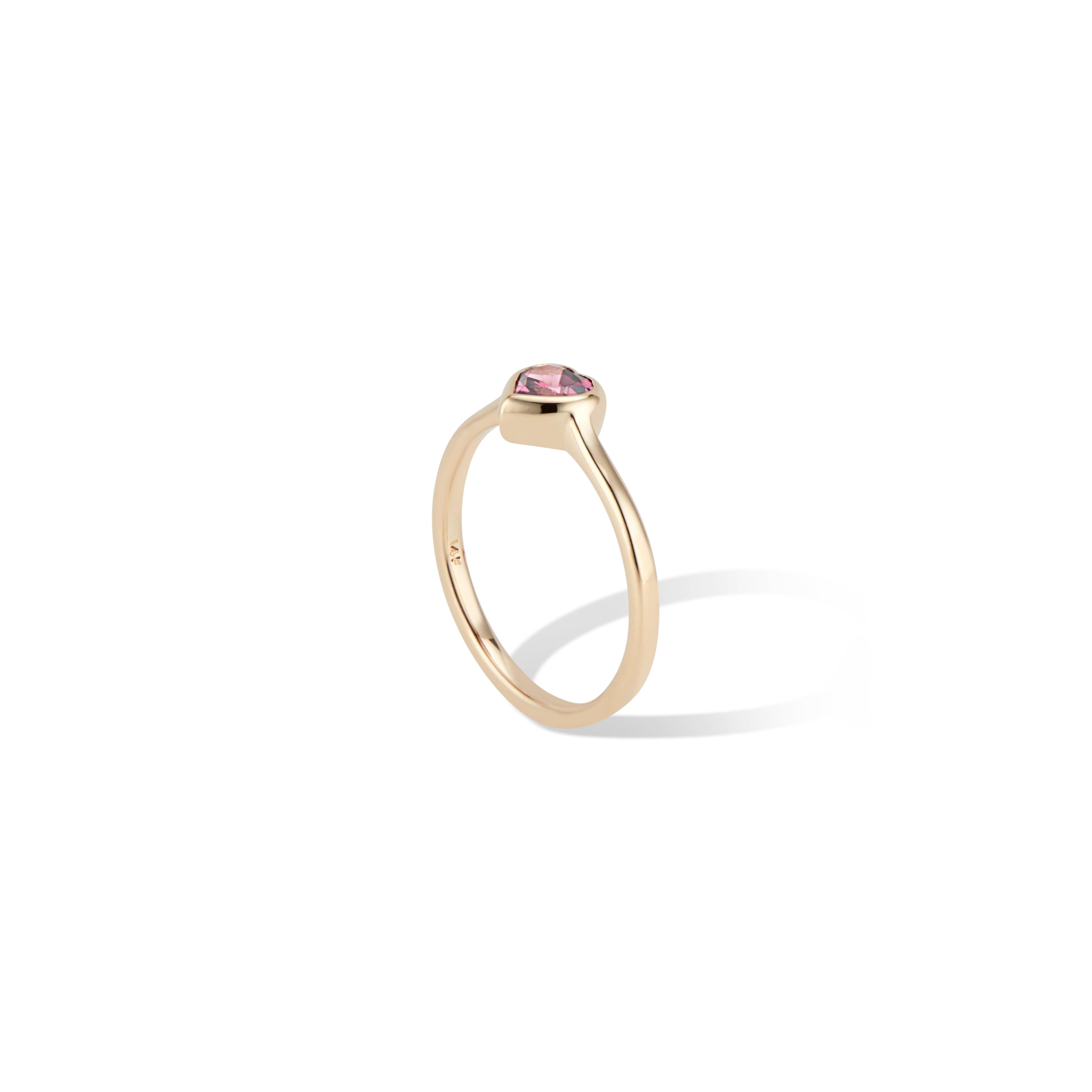 This petite Gold Heart Ring is perfect for stacking.
Featuring a striking ½ carat (.50tcw) Rhodolite Garnet Heart in a high polished 14k yellow gold bezel setting.
Available in 14 k yellow, rose and white gold.
Ring Size: US Size 6 - complimentary