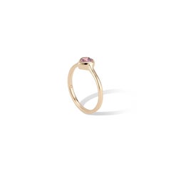Anello con cuore di granato rodolite in oro giallo 14K
