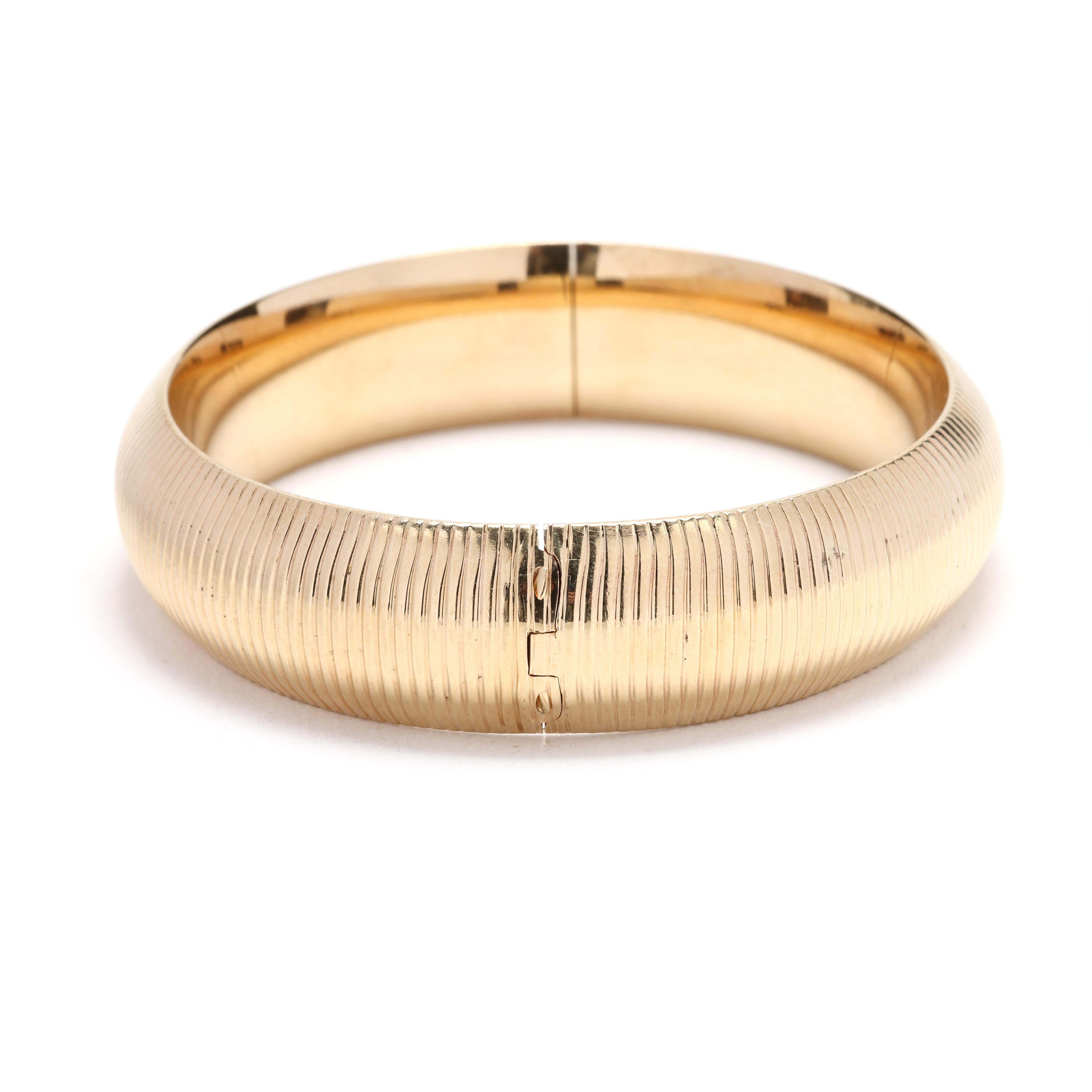Femenino o masculino Pulsera acanalada de oro amarillo de 14k, longitud 6,75 pulgadas, pulsera gruesa en venta