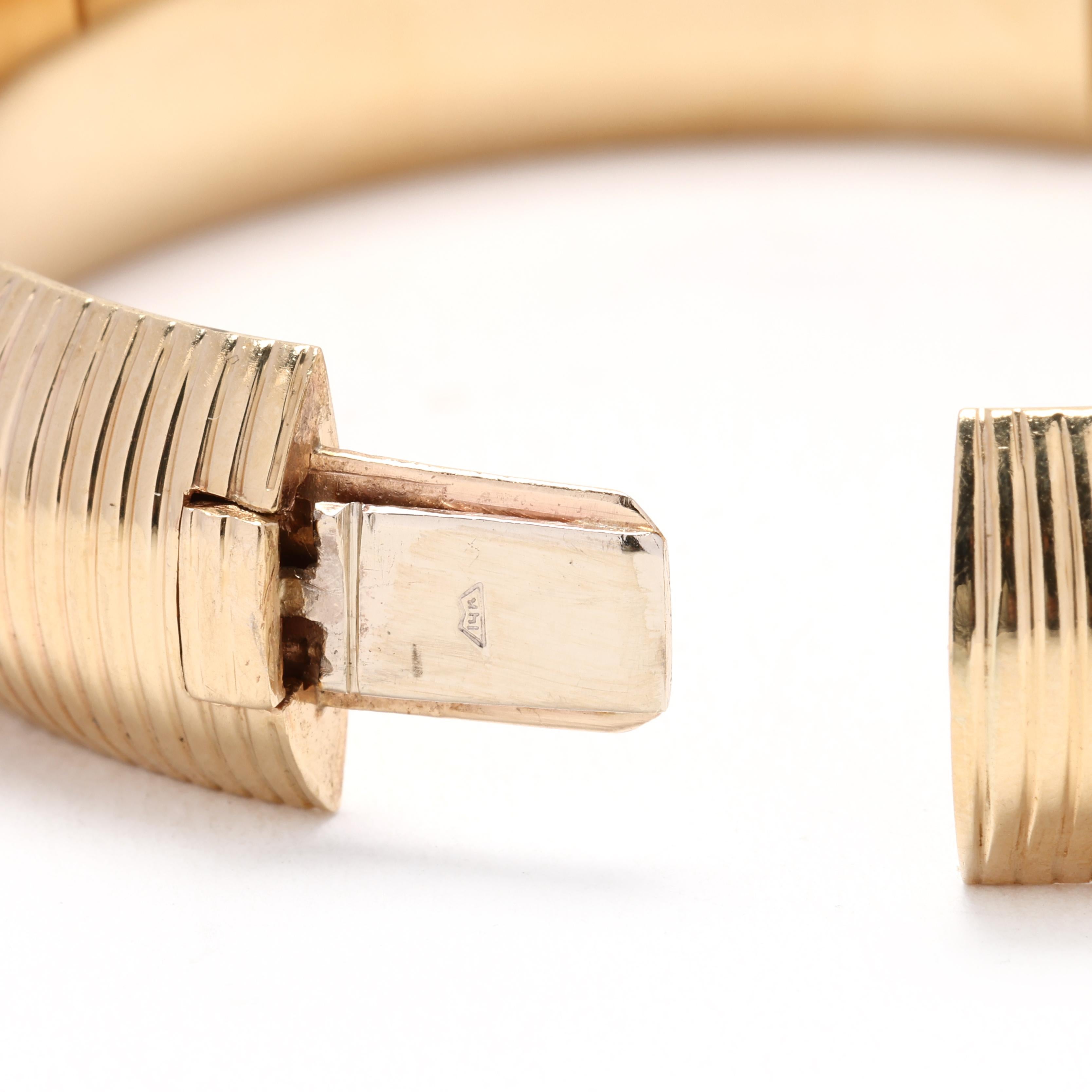 Pulsera acanalada de oro amarillo de 14k, longitud 6,75 pulgadas, pulsera gruesa en venta 1