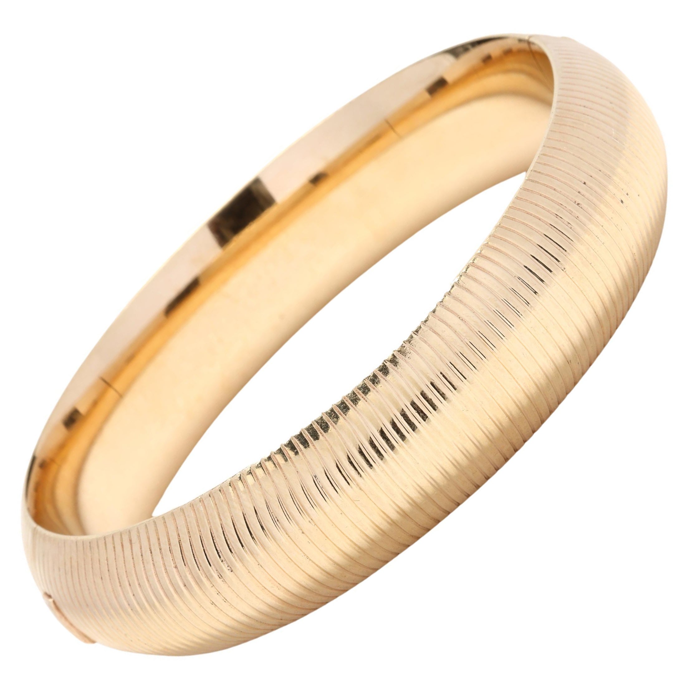 Pulsera acanalada de oro amarillo de 14k, longitud 6,75 pulgadas, pulsera gruesa en venta