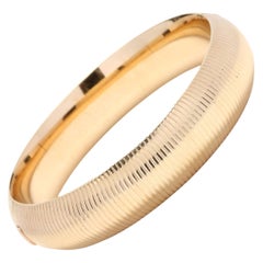 14k Yellow Gold Ribbed Bangle, Length 6.75 Inches, Thick Bangle Bracelet