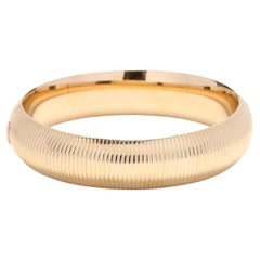 14k Yellow Gold Ribbed Bangle, Length 6.75 Inches, Thick Bangle Bracelet