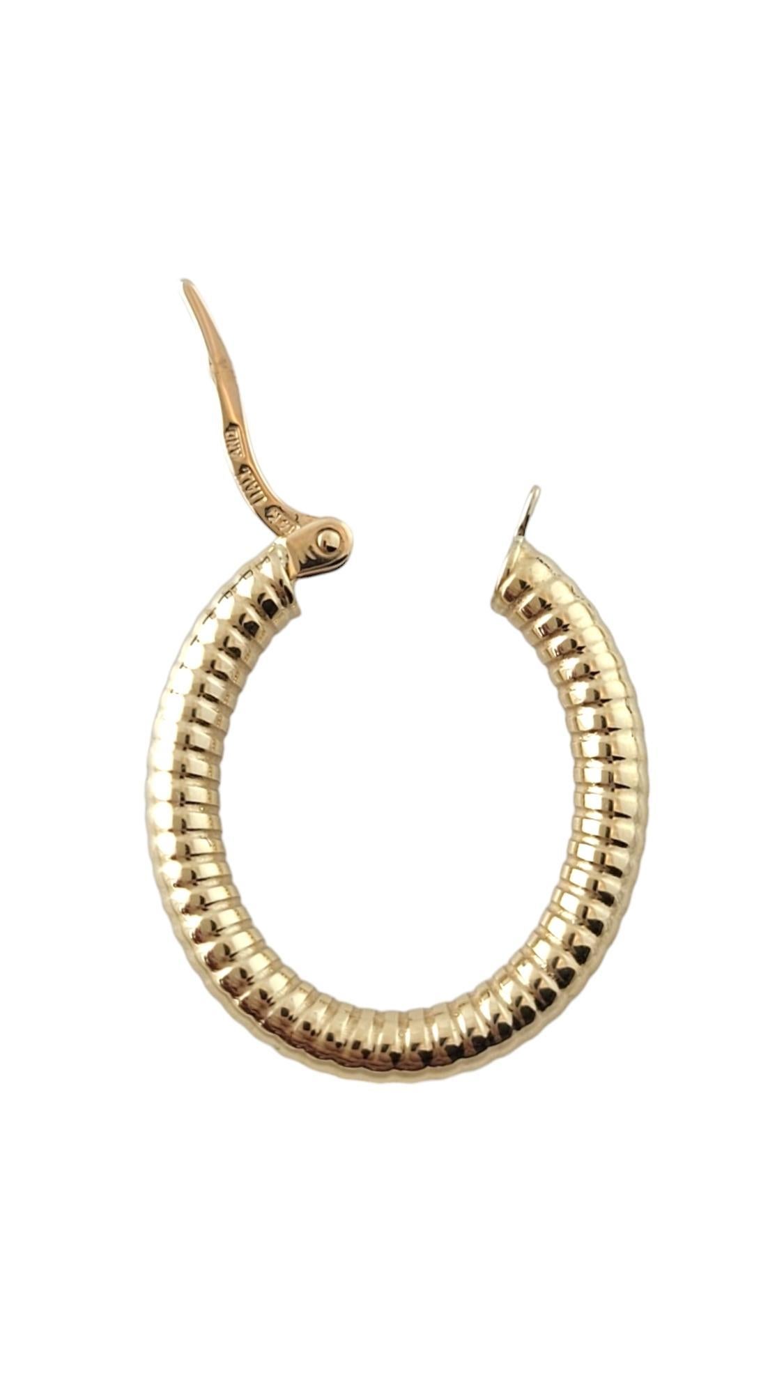Women's 14K Yellow Gold Ribbed Hoop Earrings #16870 For Sale