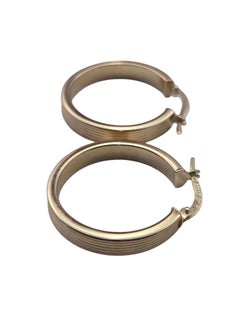 14K Yellow Gold Ribbed Hoop Earrings #24803