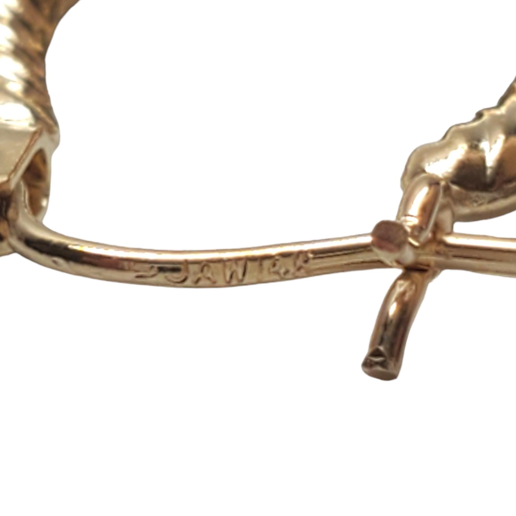 Women's 14K Yellow Gold Ribbed Oval Hoop Earrings #17859