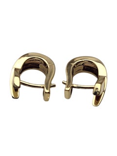 14K Yellow Gold Ribbon Design Hoop Earrings #25703