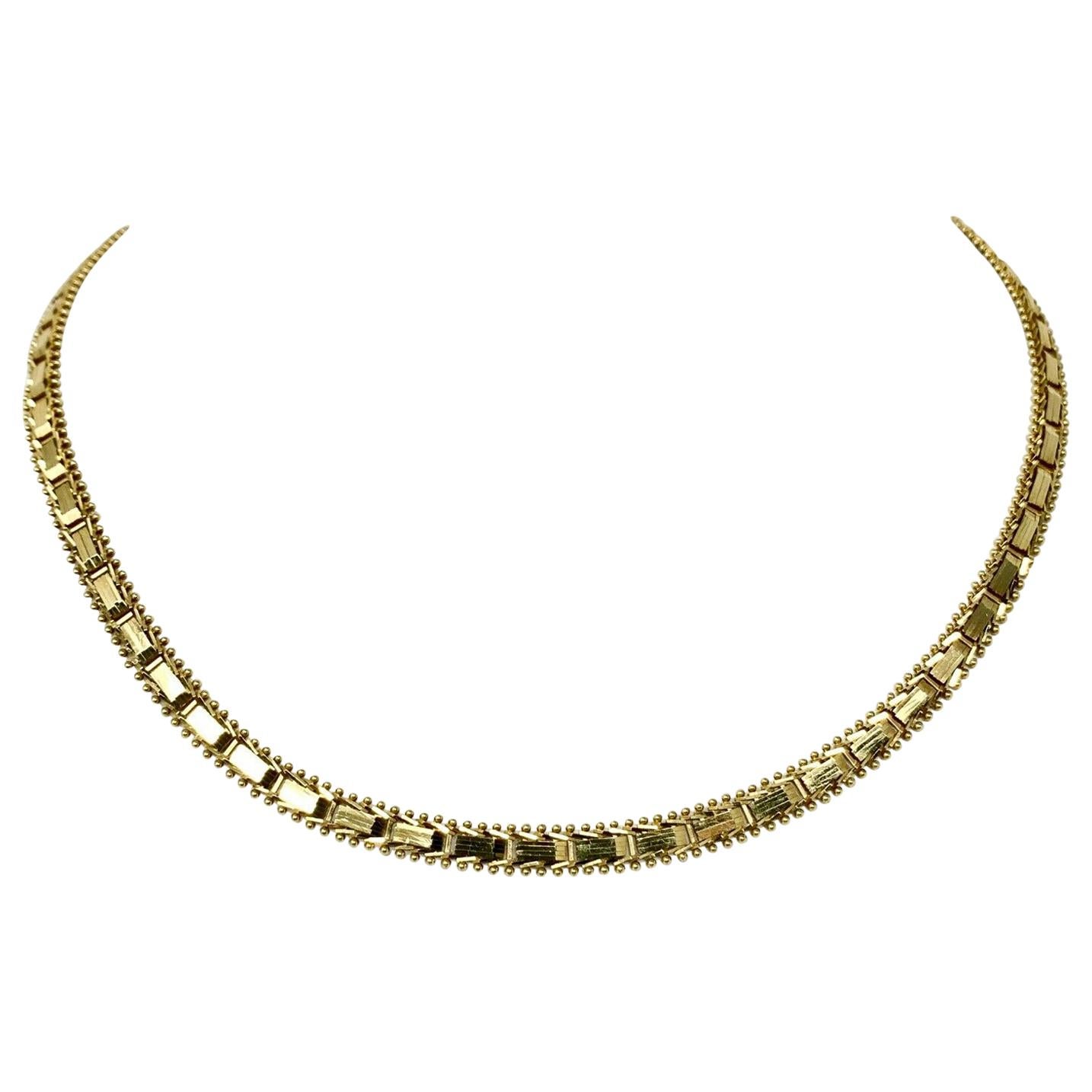 14 Karat Yellow Gold Riccio Collar Chain Necklace