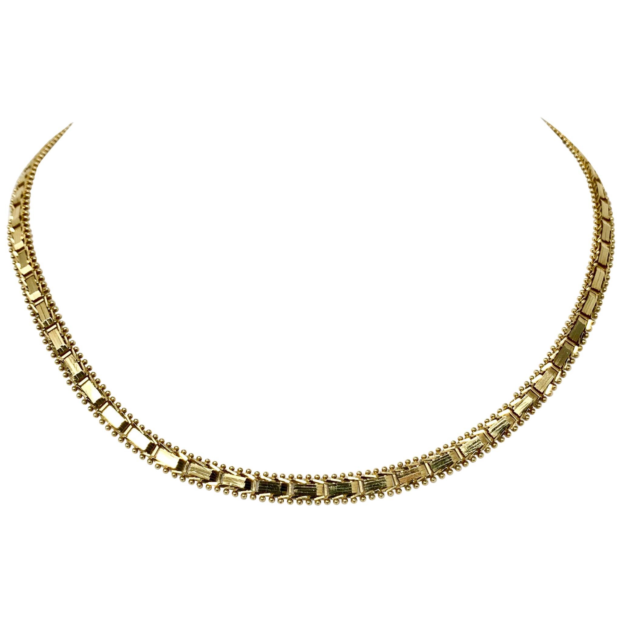 14 Karat Yellow Gold Riccio Collar Link Necklace