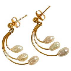 14k Yellow Gold Rice Pearl Post Earrings