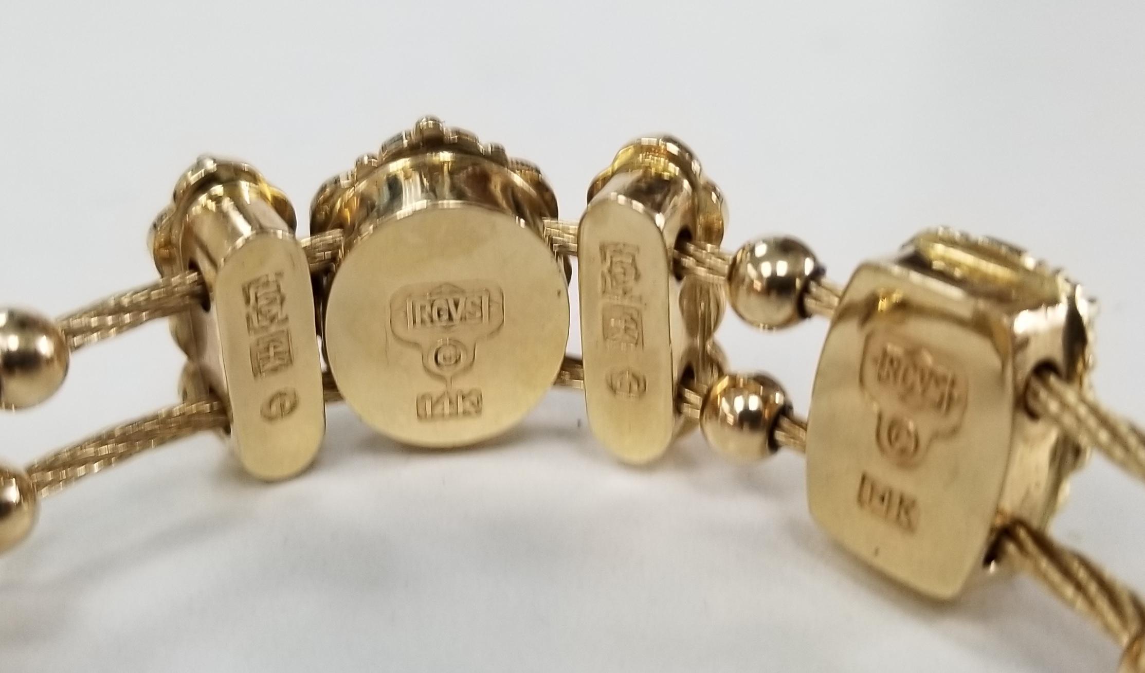 14 Karat Yellow Gold Richard Glatter RGVS Slide Bracelet Charm For Sale at 1stDibs vintage