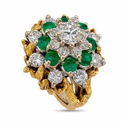 14K Yellow Gold Ring 1.20ct Diamonds & Emerald