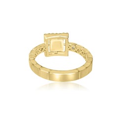 14K Yellow Gold Ring Black Enamel Square