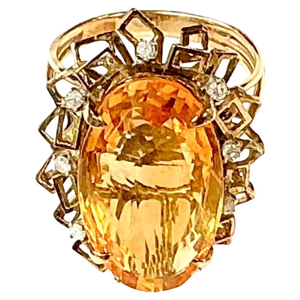 14 Karat Gelbgold Ring Citrin mit Diamanten