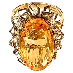 Anello in oro giallo 14K con citrino e diamanti