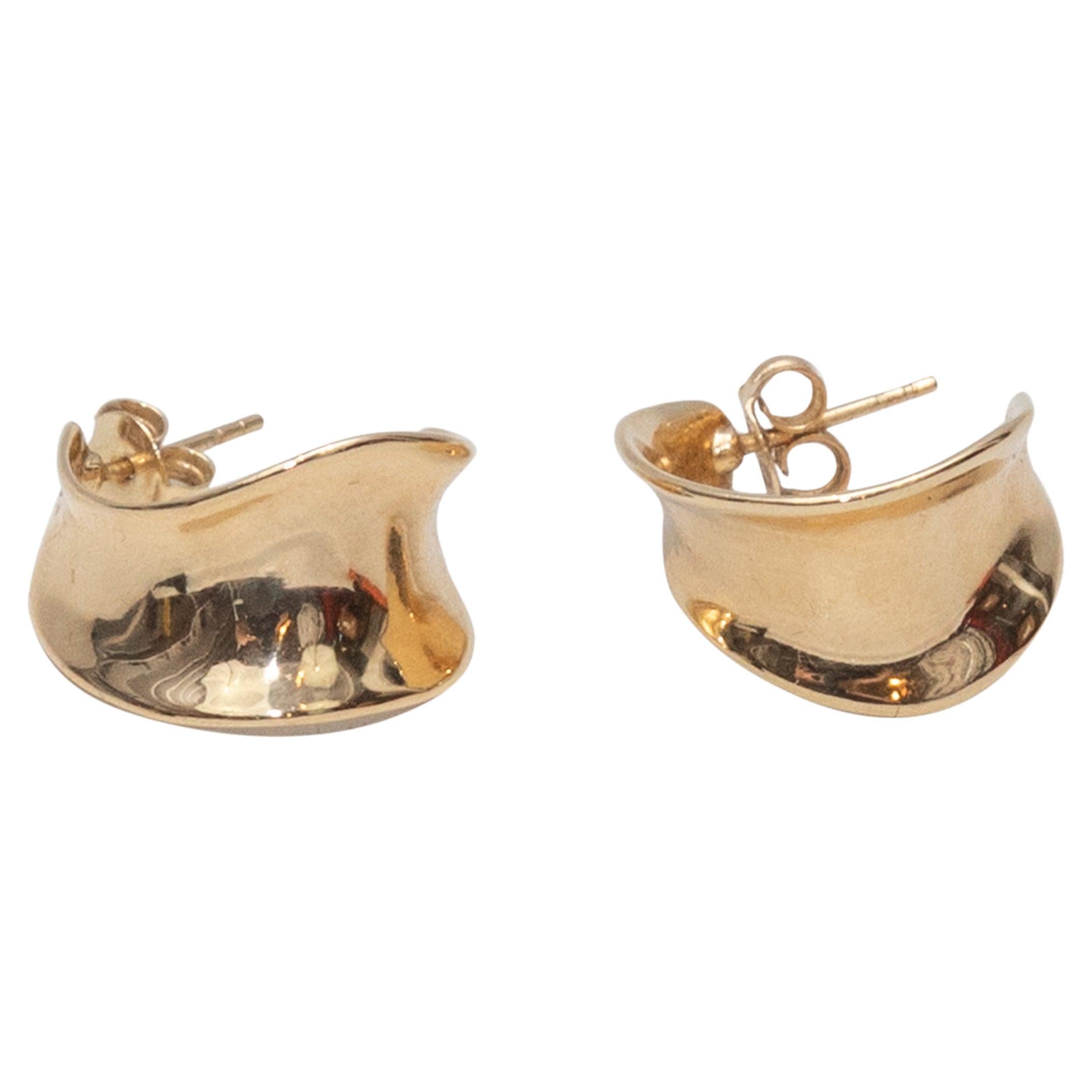 Boucles d'oreilles en or jaune 14K avec anneau et mouvement de concierge en vente